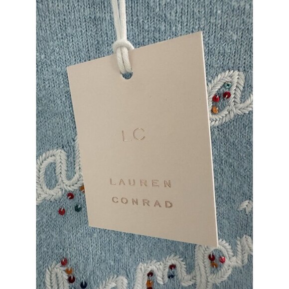 NWT LC Lauren Conrad Womens M Pastel Blue Champagne Champion Sweater Easter Cozy - Picture 5 of 10